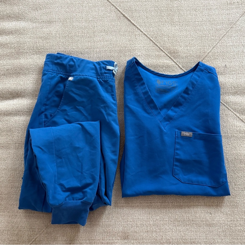 Small Figs Royal Blue Scrub Set